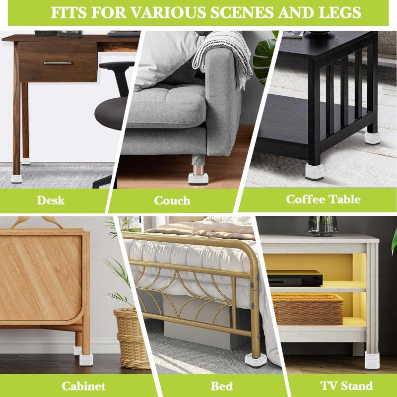 Yookwutar 8 Pack Furniture Risers 1 Inch, Adjustable Bed Risers Heavy Duty for Table Desk Couch Chair Sofa Cabinet Bed Legs Dorm, Square Stackable Bed Raisers Blocks Lift Height 1"", 2"" or 3"", White - Image 3